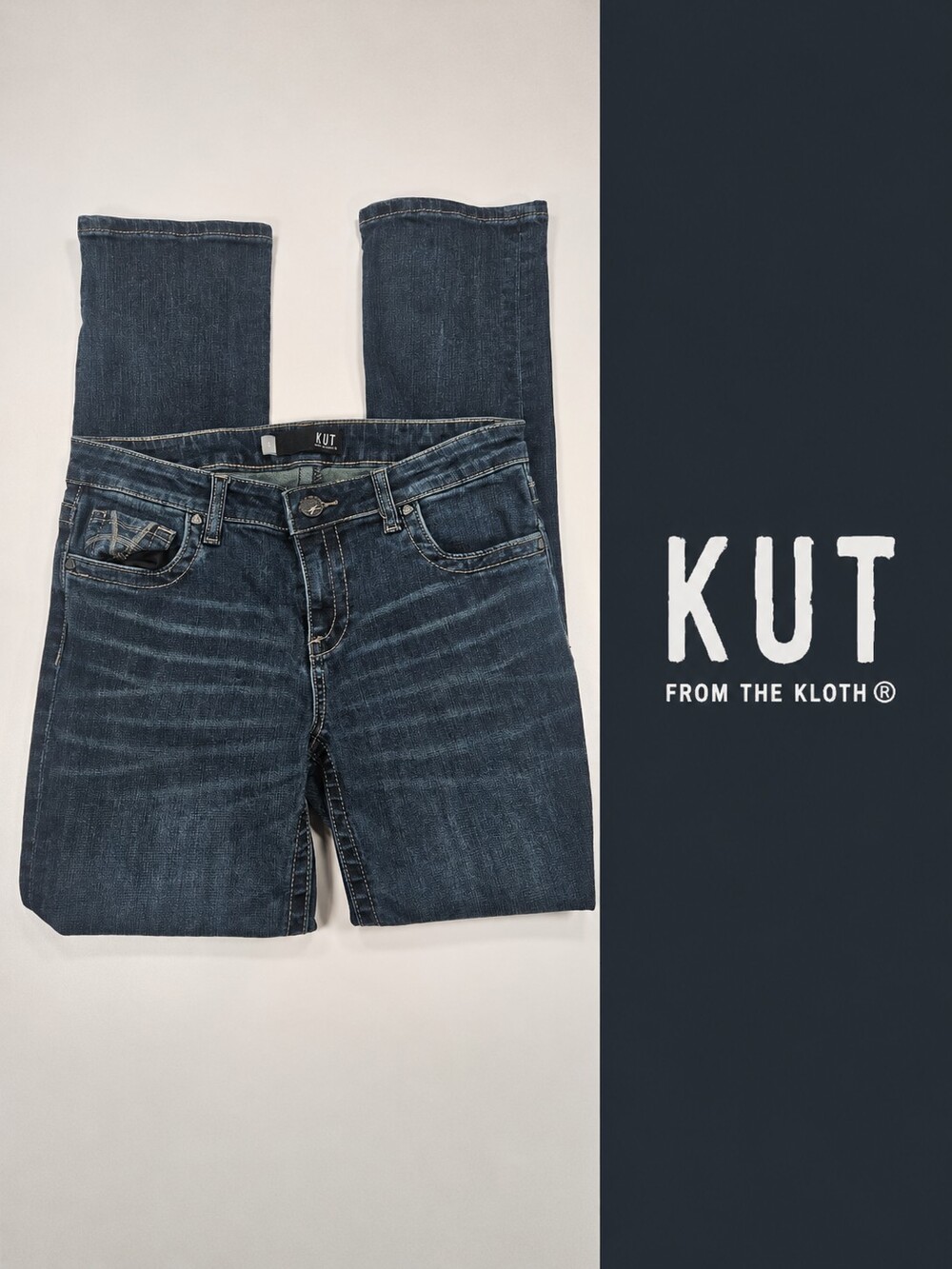 KUT From The Kloth Women’s Size 6 Straight Leg Jeans Dark Wash Stretch Denim